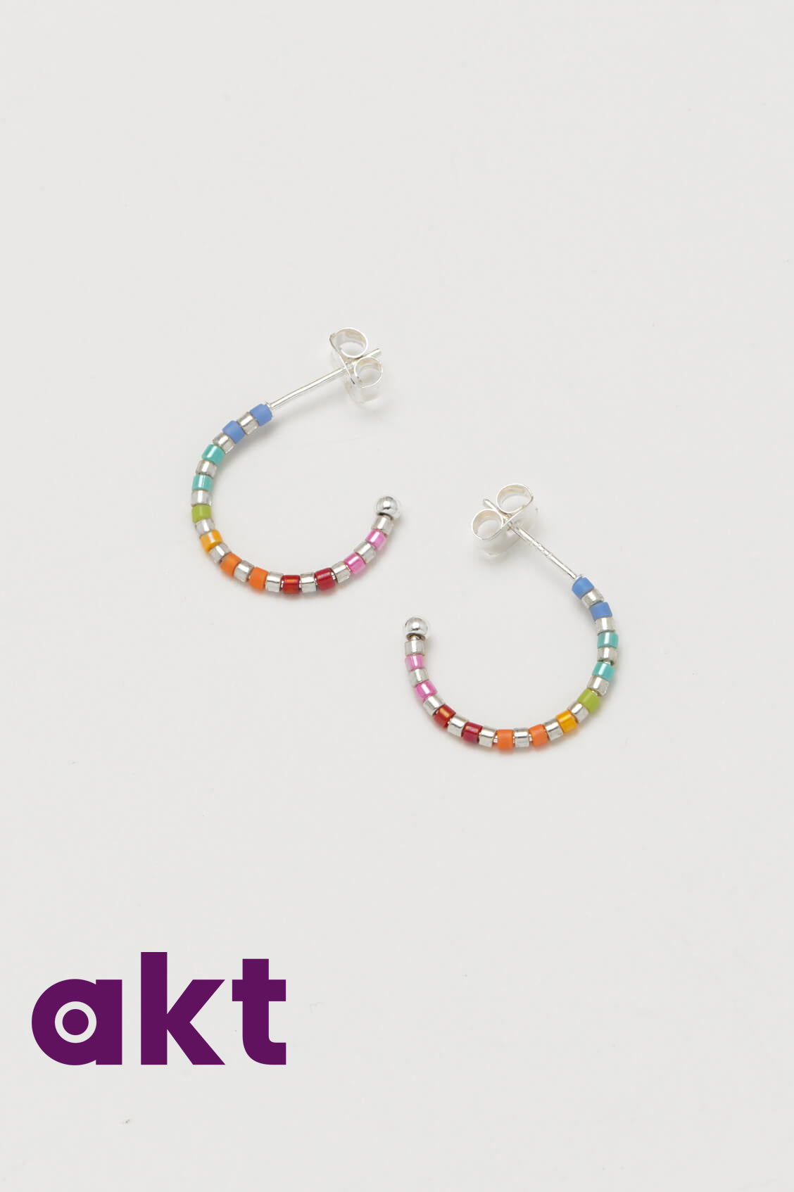 Rainbow Beaded Hoop Earrings
