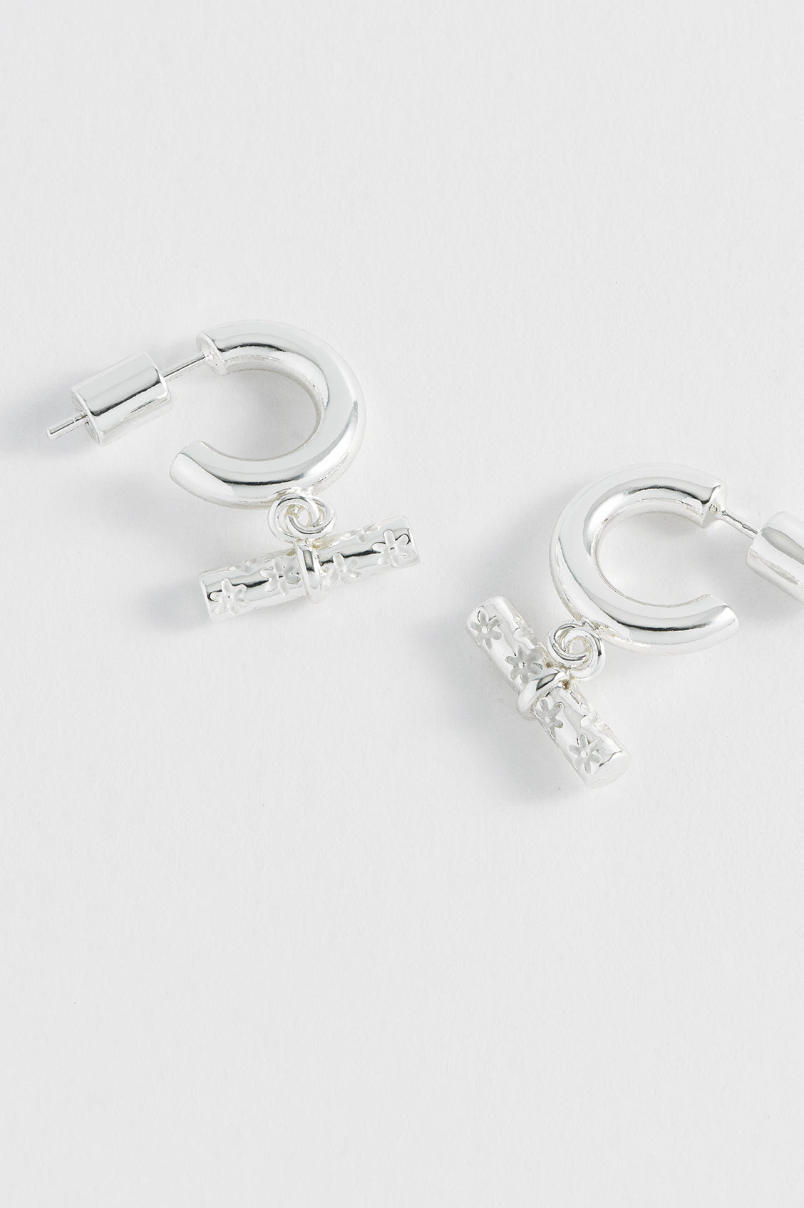 Floral T-Bar Drop Hoops