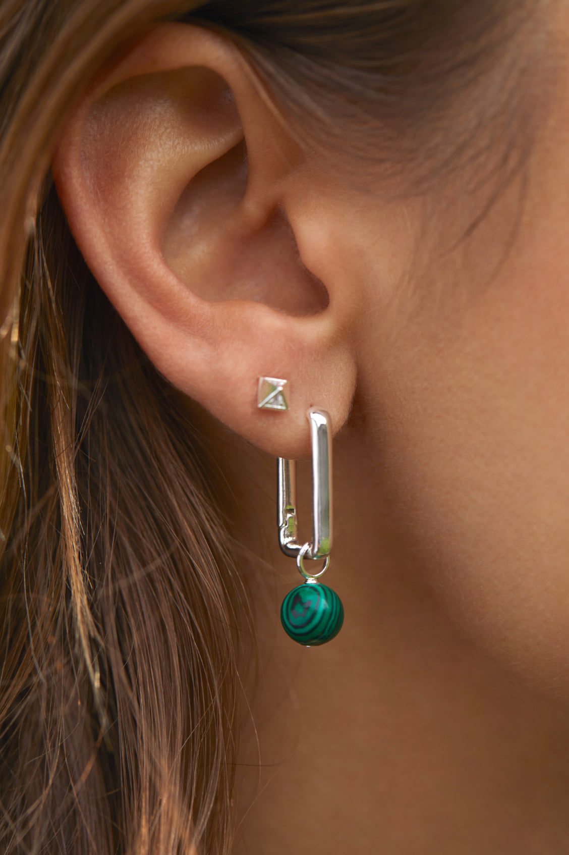 CZ Quilted Inlay Pyramid Studs