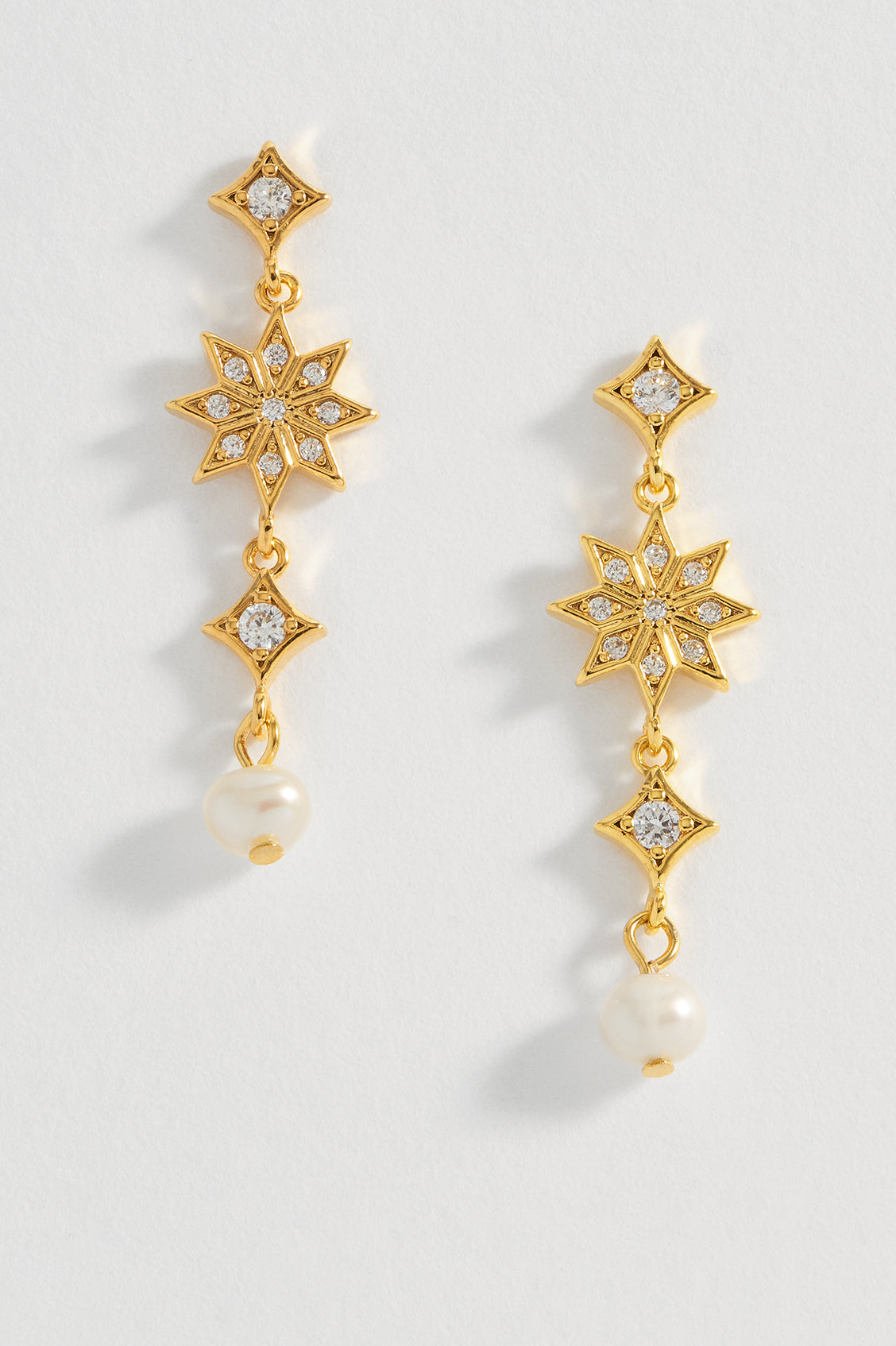 CZ Star Pearl Drop Earrings