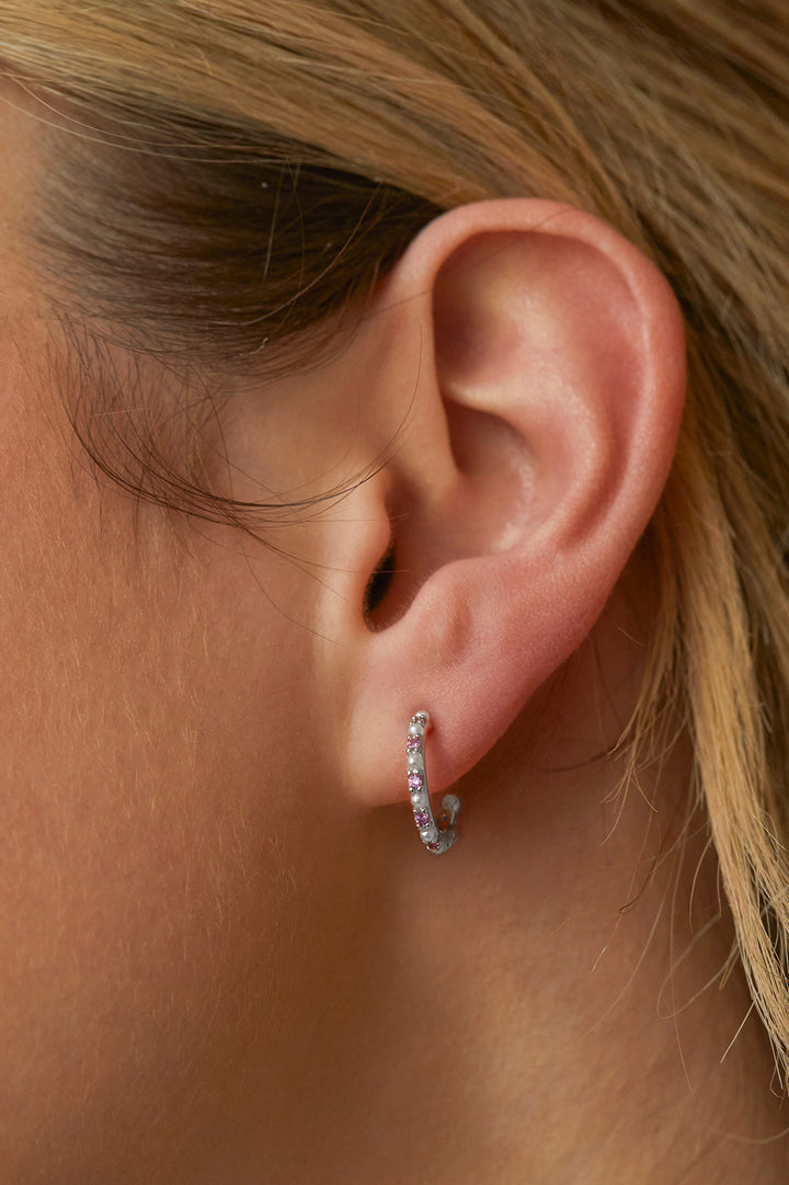 Pearl and Purple CZ Hoops