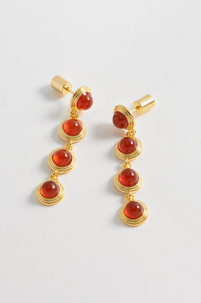 estella bartlett Gemstone Drop Earrings Gold Plated | Red Agate