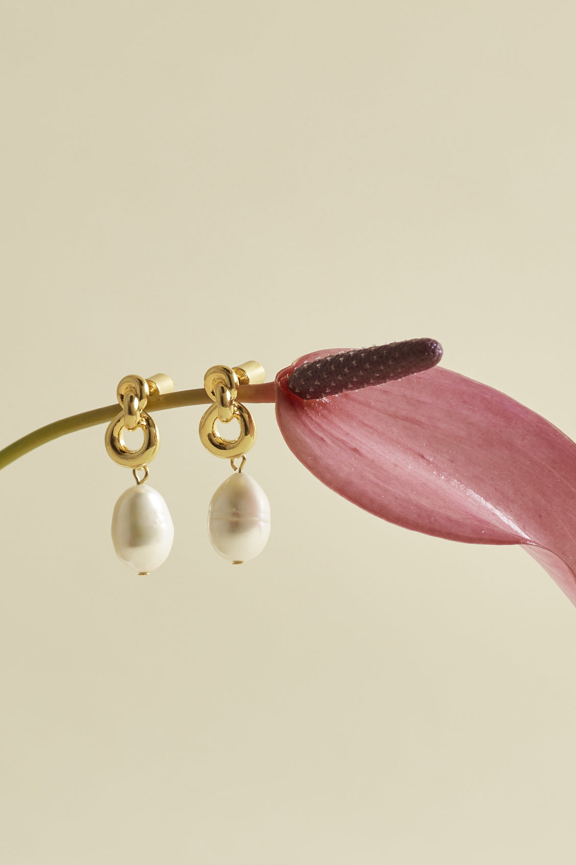 Knot and Pearl Drop Earrings