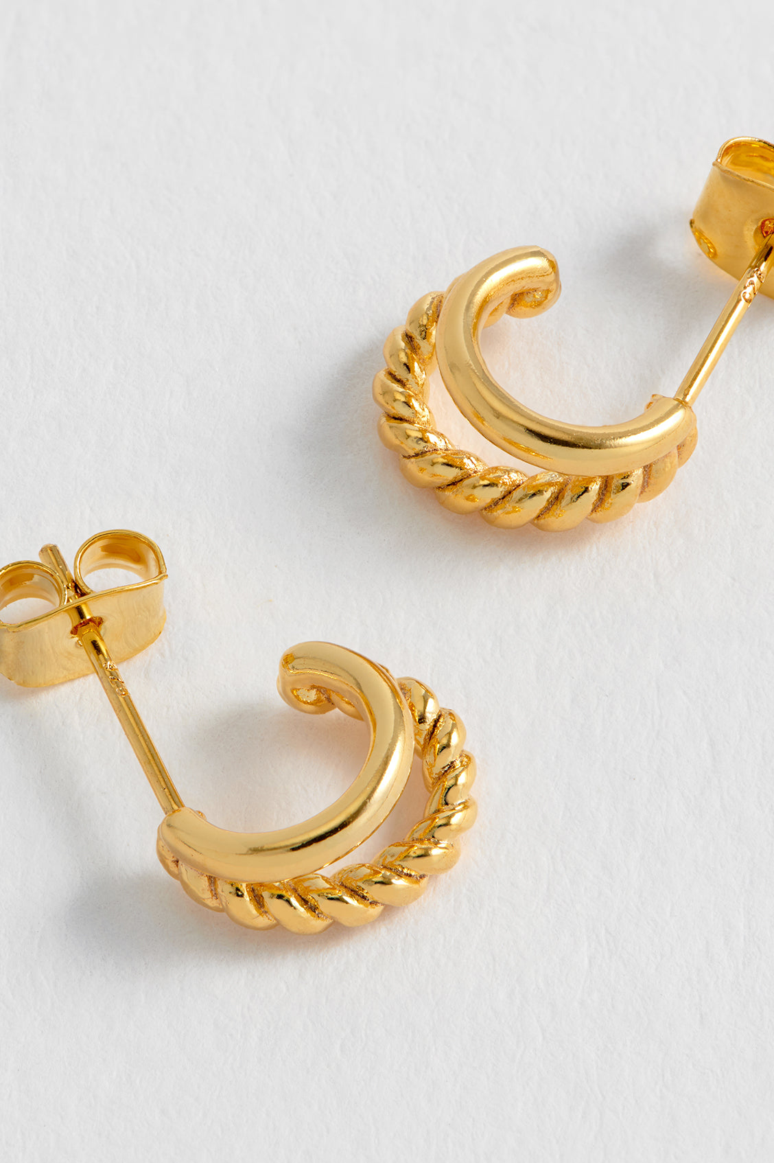 Plain And Twist Double Hoop Earrings