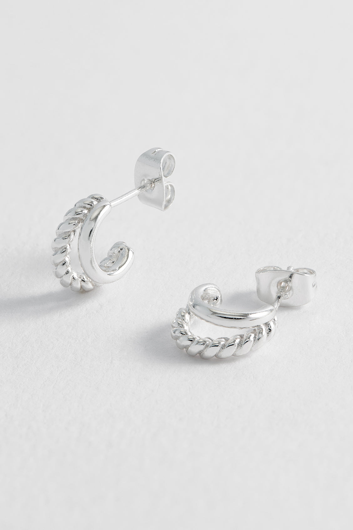 Plain And Twist Double Hoop Earrings