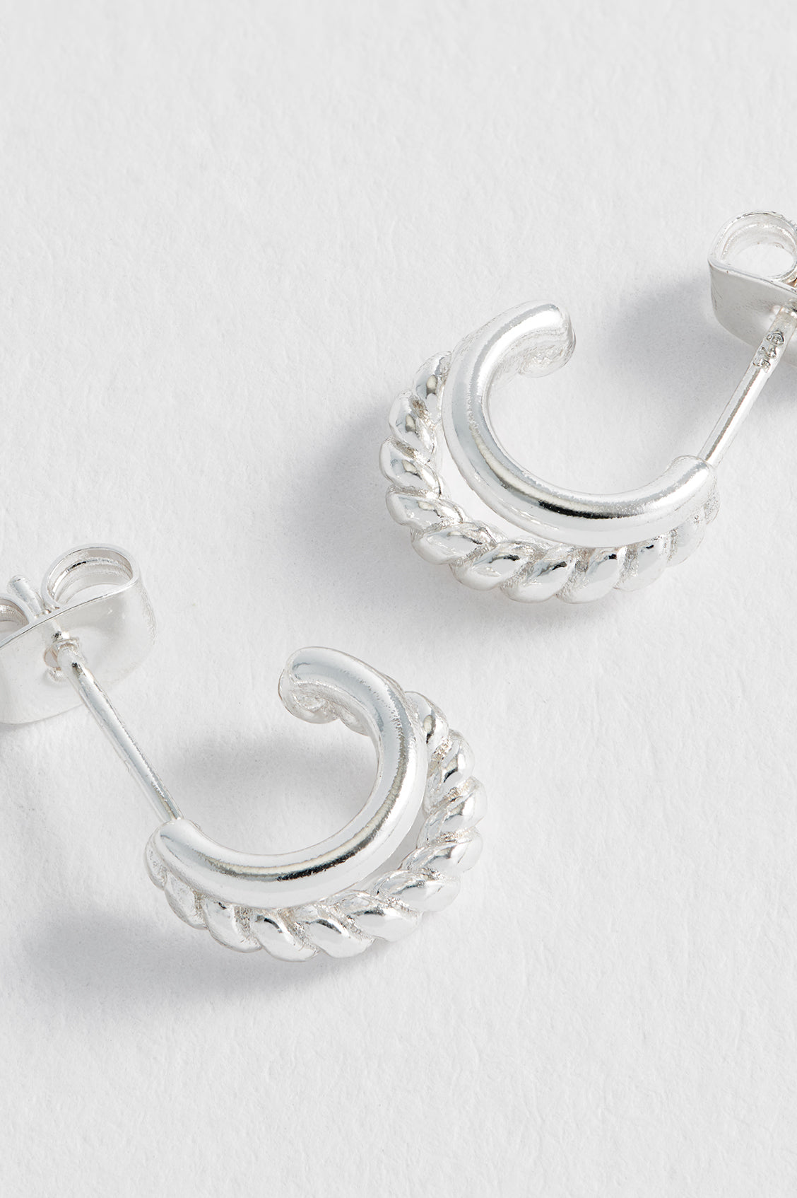 Plain And Twist Double Hoop Earrings