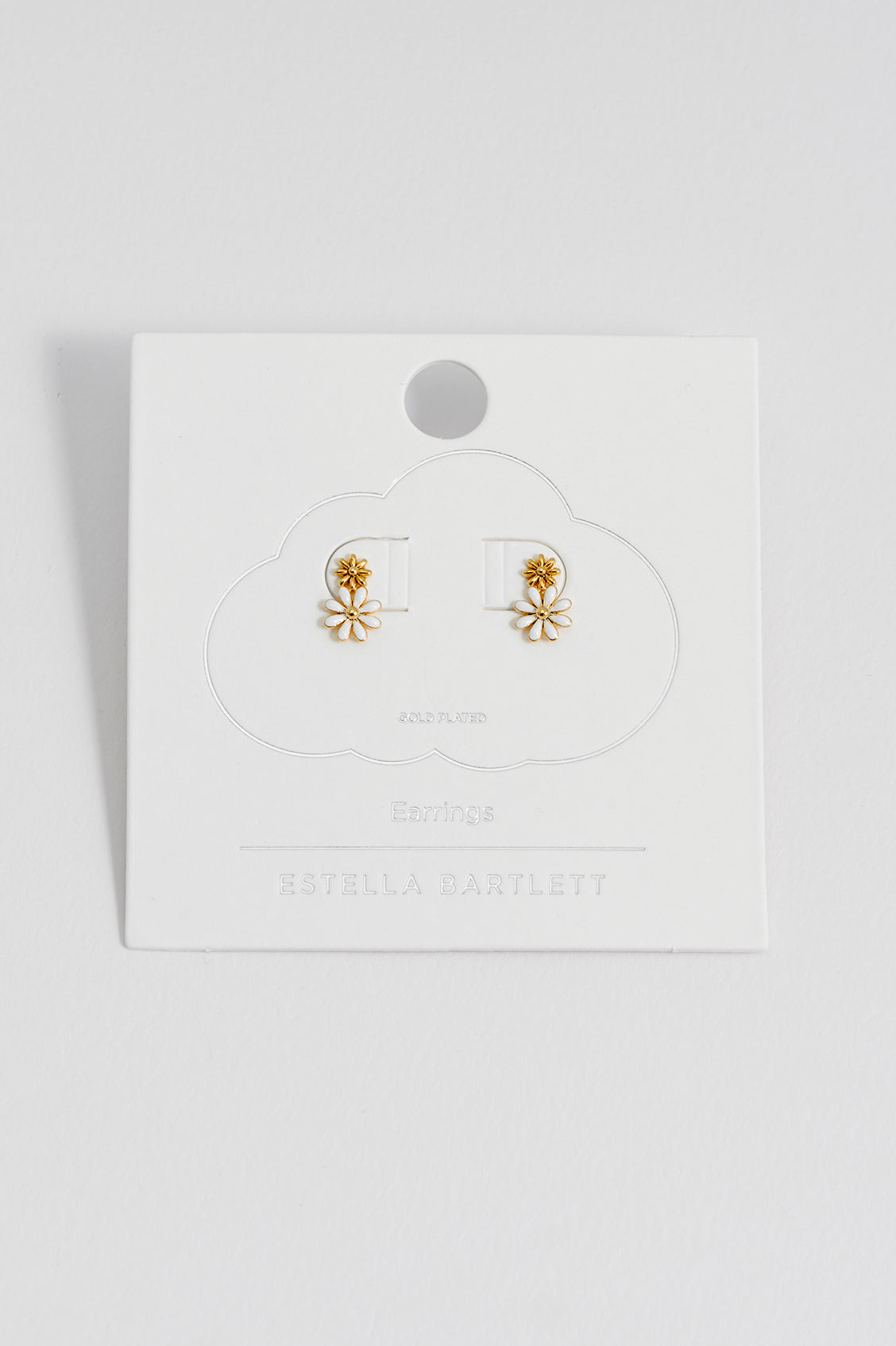 White Enamel Double Flower Studs