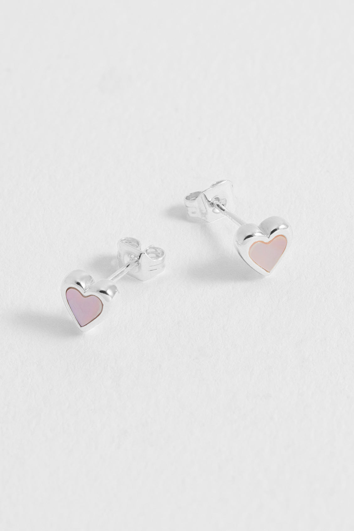 Pink Pearl Heart Stud Earrings