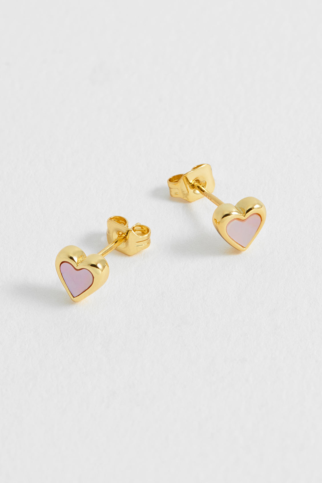 Pink Pearl Heart Stud Earrings