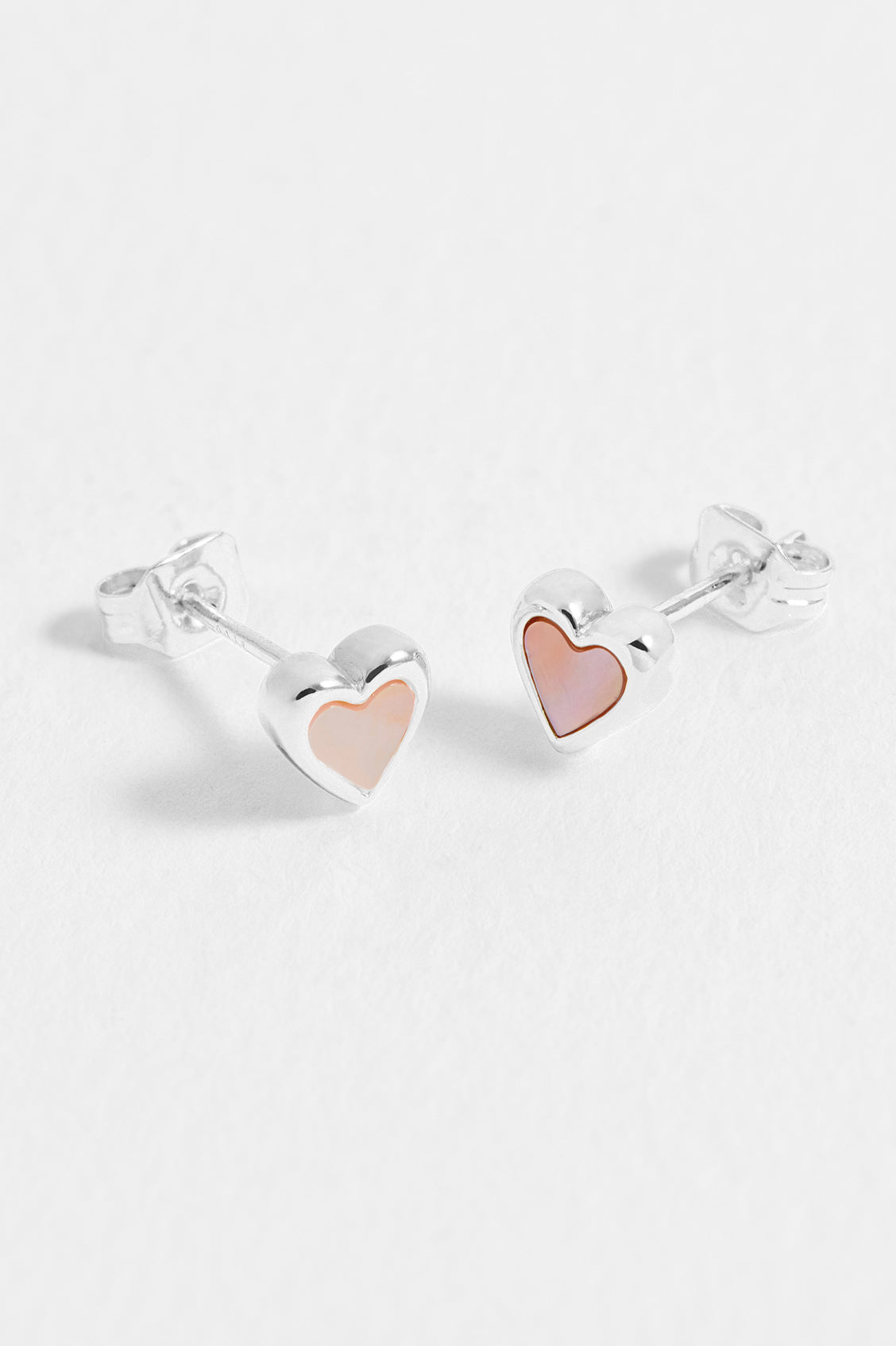 Pink Pearl Heart Stud Earrings