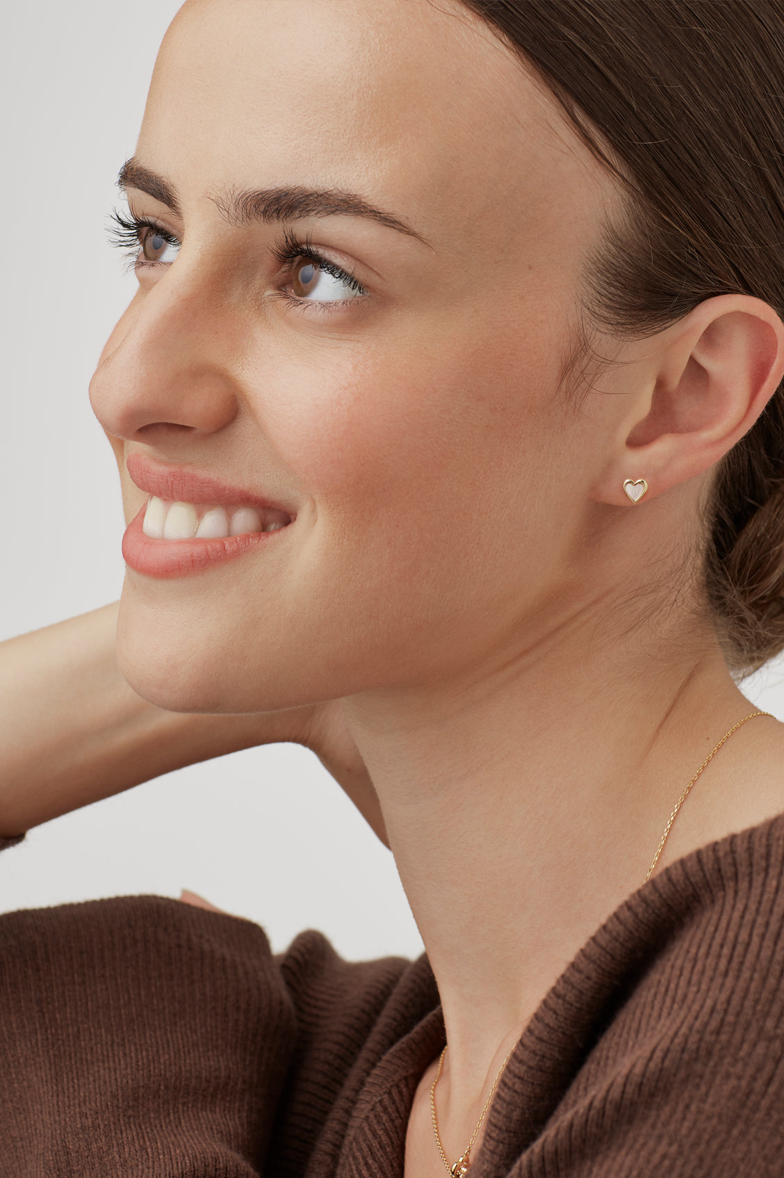 Pink Pearl Heart Stud Earrings
