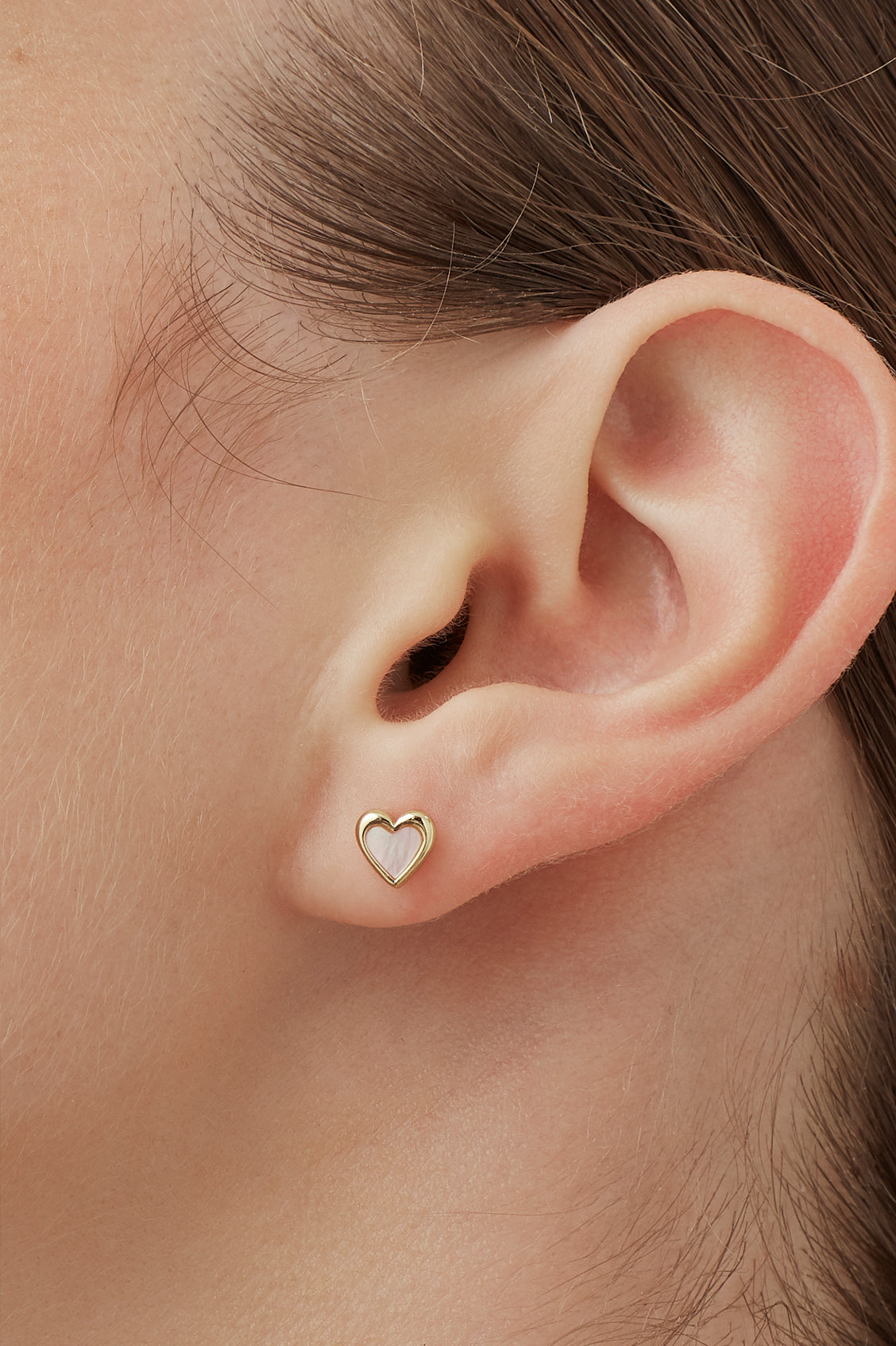 Pink Pearl Heart Stud Earrings