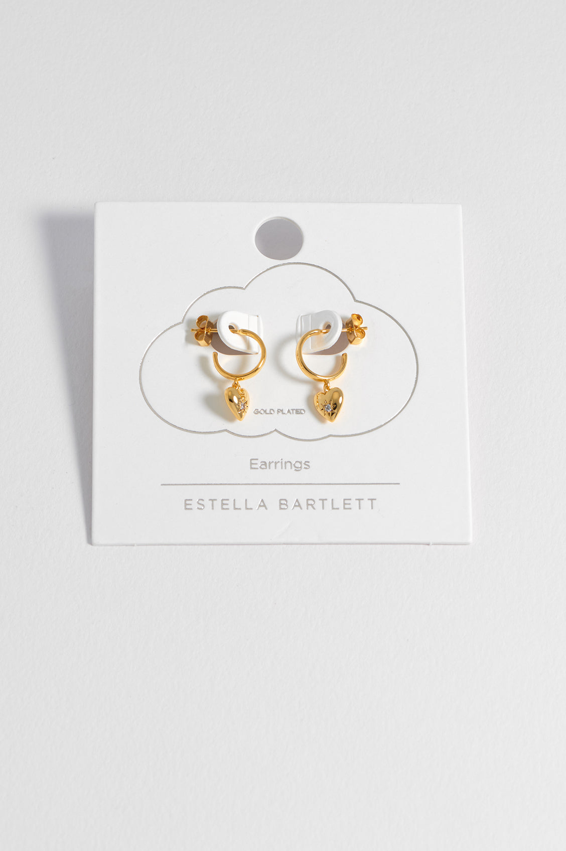 CZ Star Puffy Heart Hoop Earrings