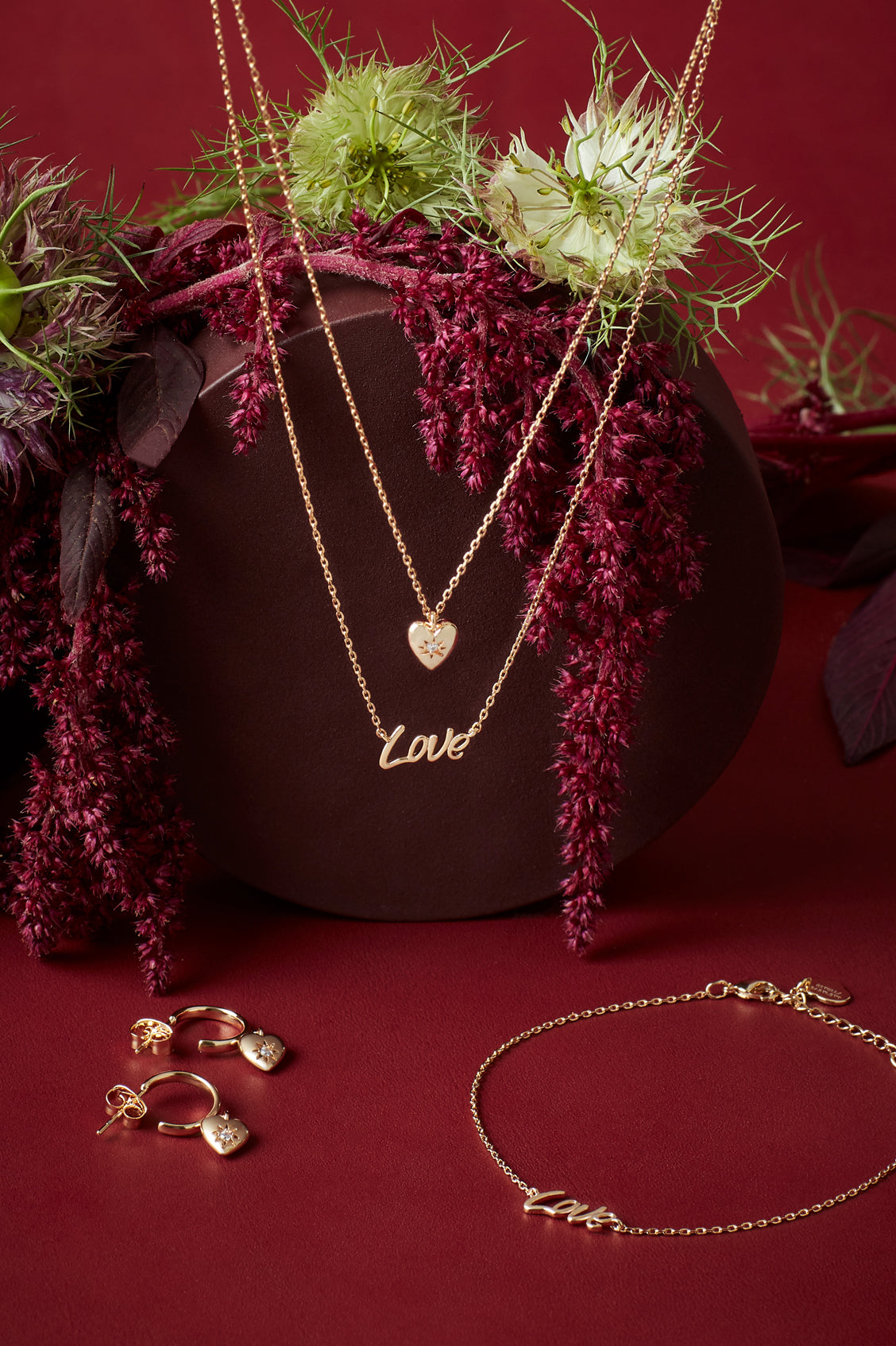 CZ Star Puffy Heart Hoop Earrings