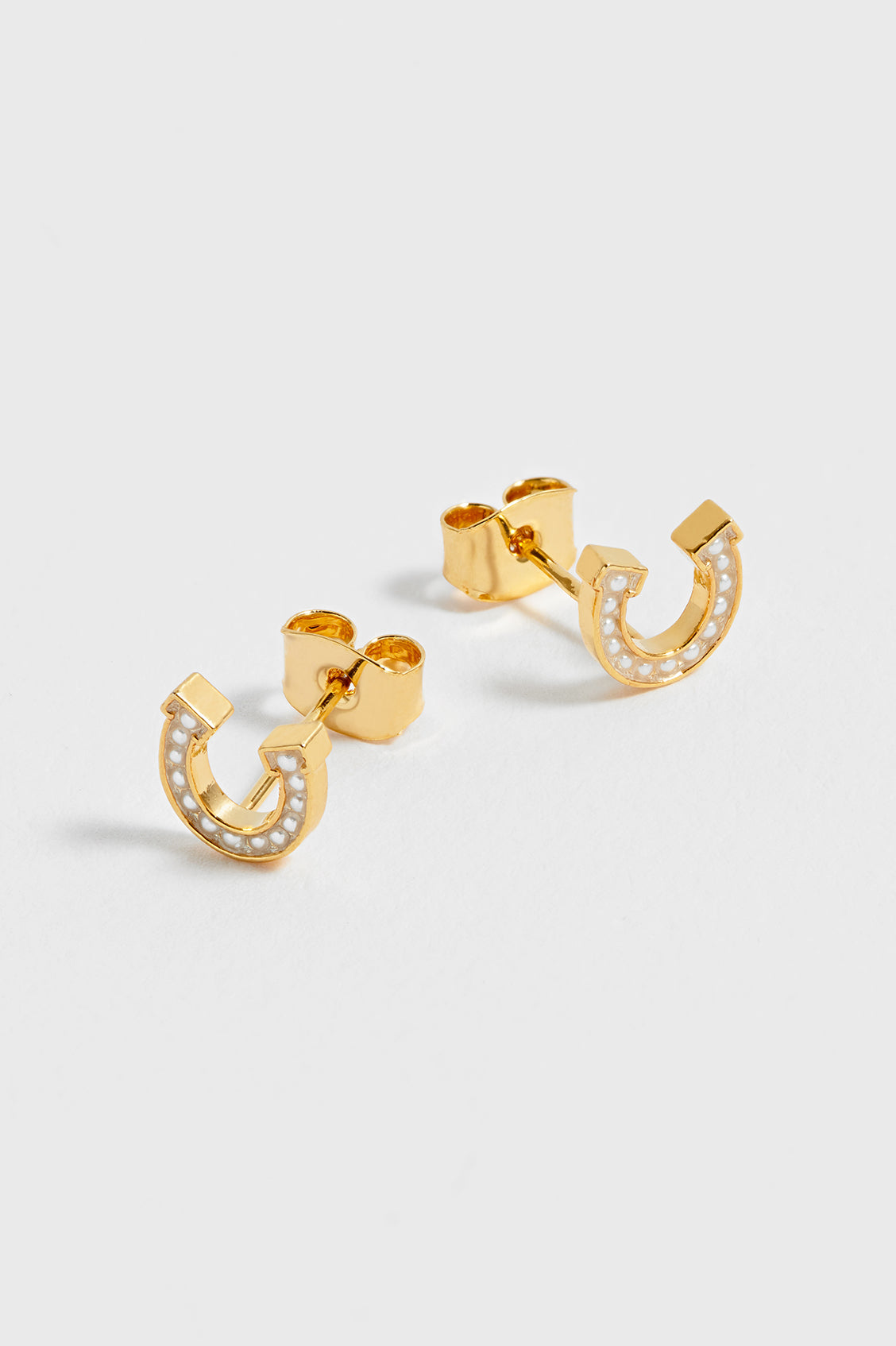 Pearl Horseshoe Stud Earrings