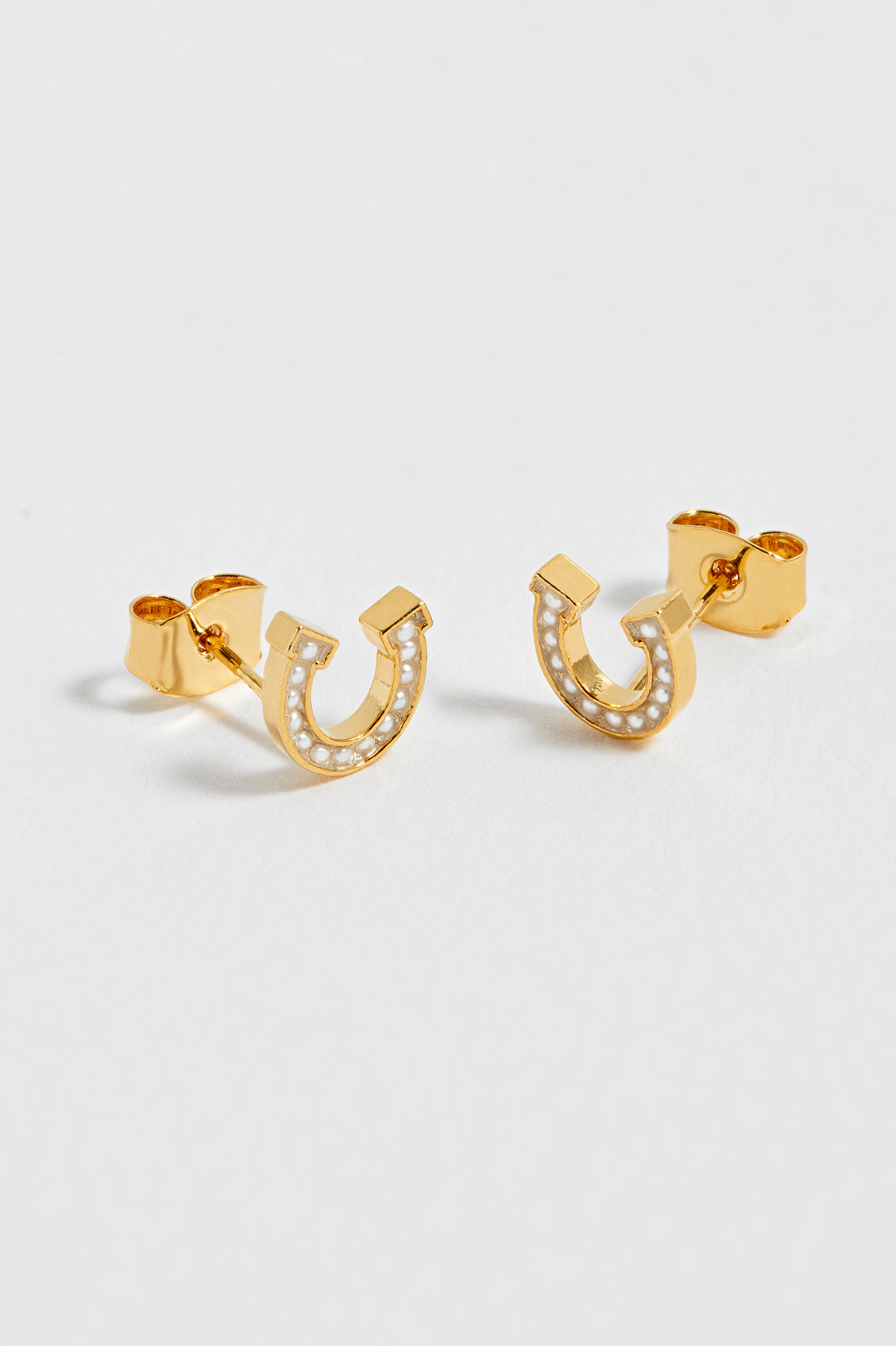 Pearl Horseshoe Stud Earrings