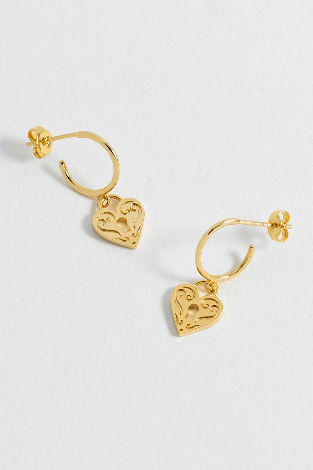 Example: Engraved Heart Padlock Hoop Earrings