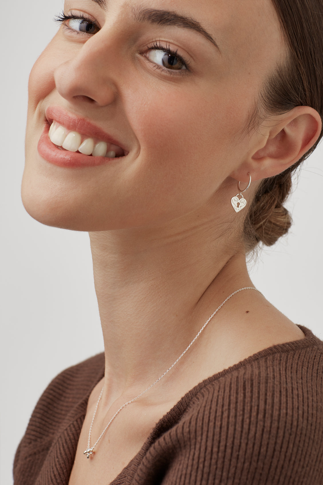 Engraved Heart Padlock Hoop Earrings