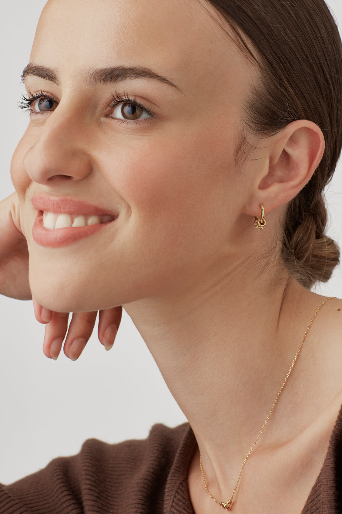 Triple Disc CZ Hoop Earrings