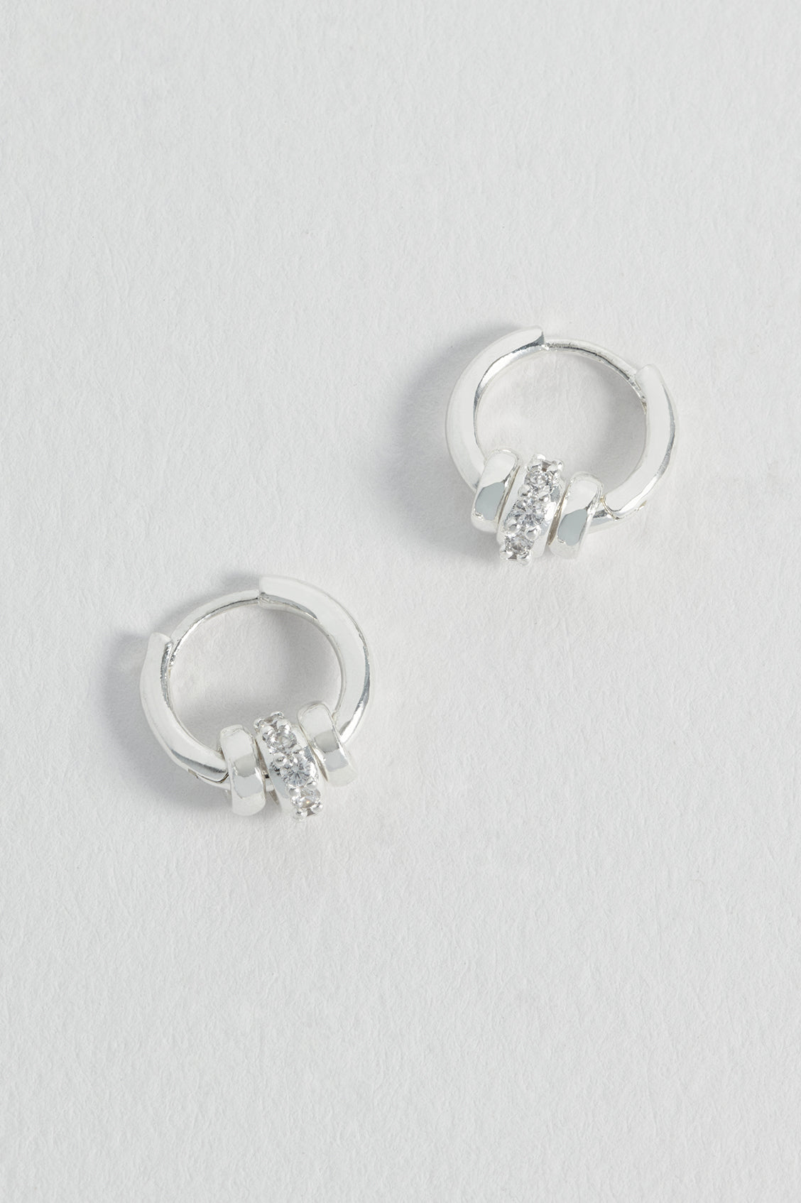 Triple Disc CZ Hoop Earrings