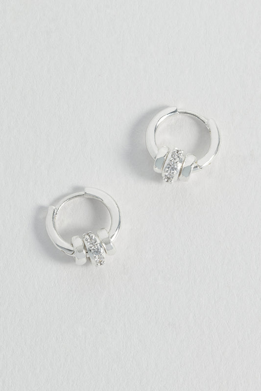 Triple Disc CZ Hoop Earrings
