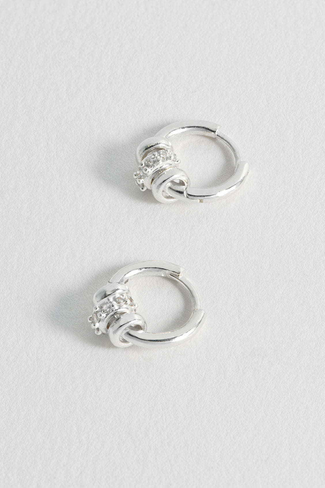 Triple Disc CZ Hoop Earrings