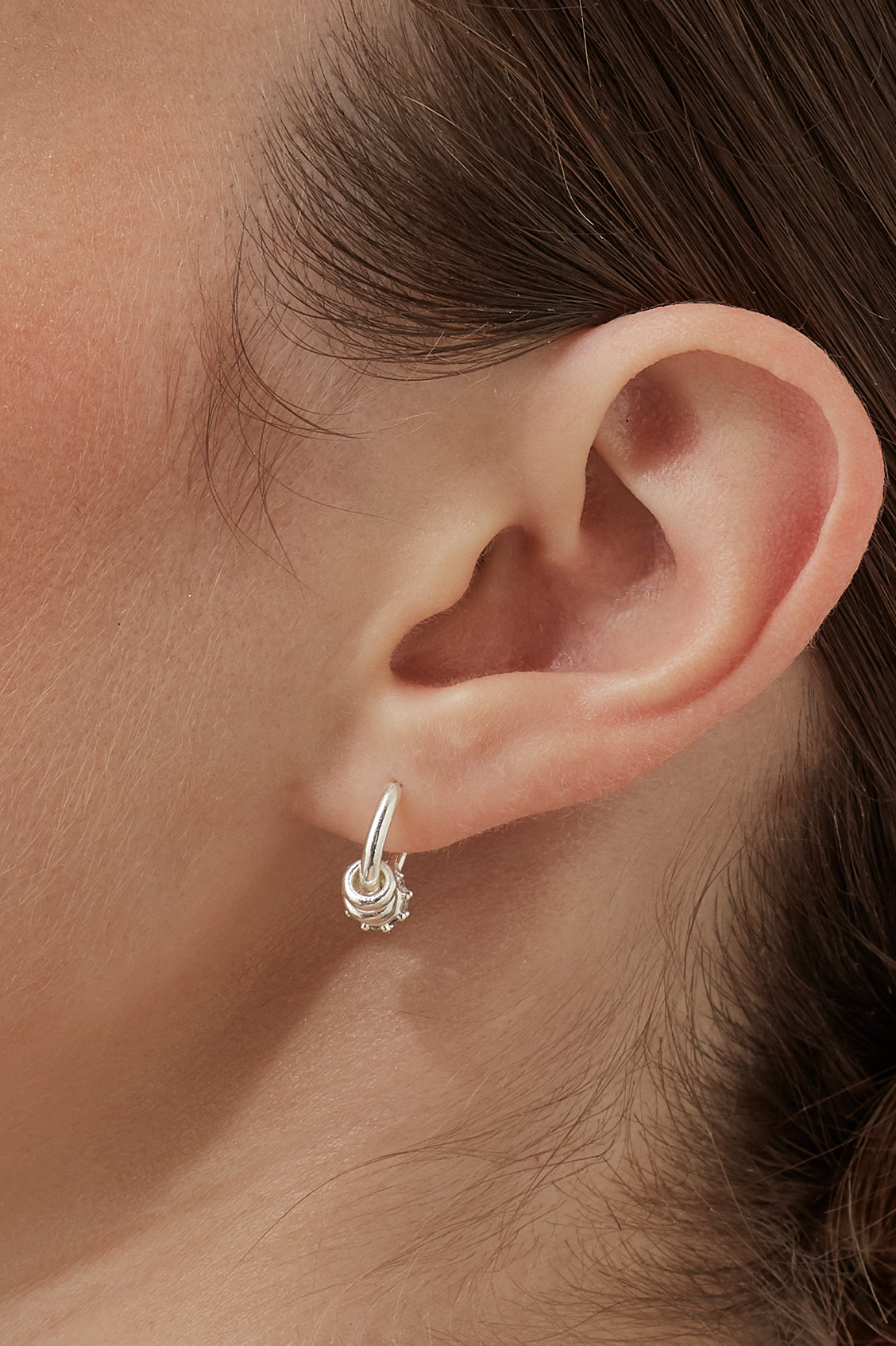 Triple Disc CZ Hoop Earrings