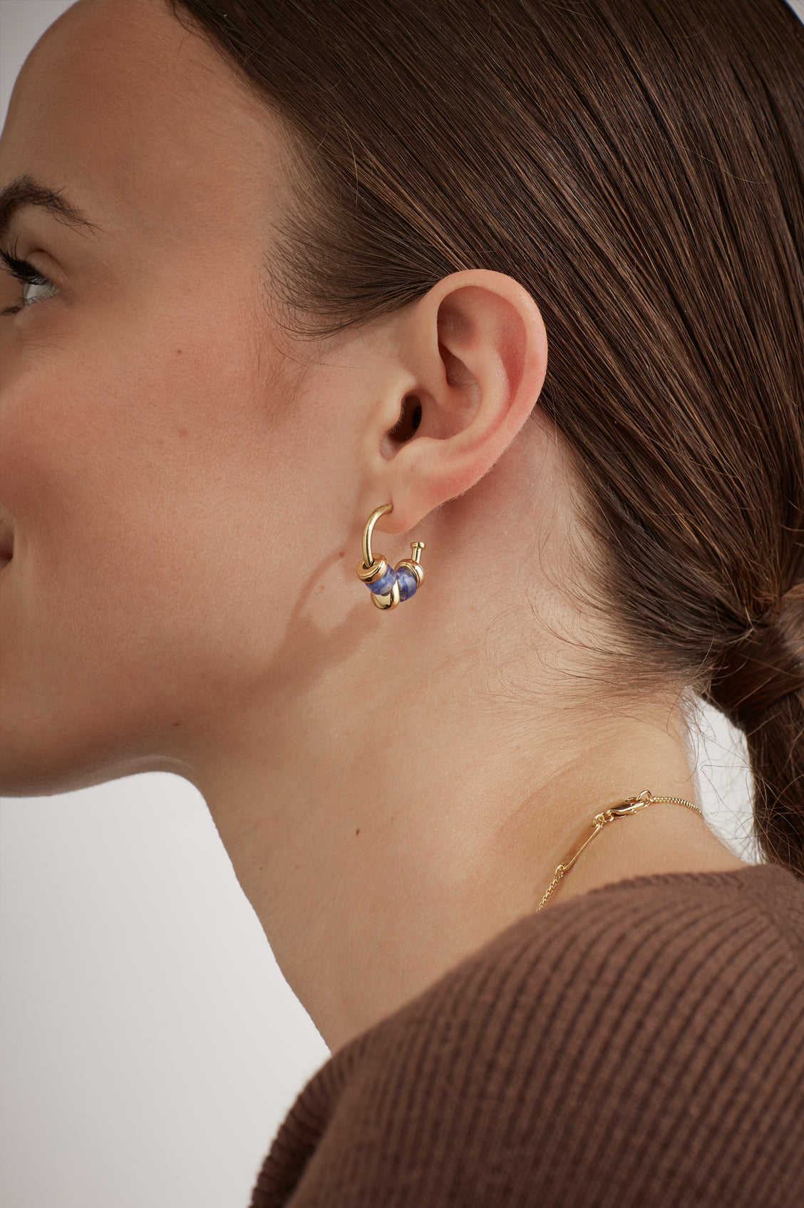 Lapis Lazuli Beaded Hoop Earrings