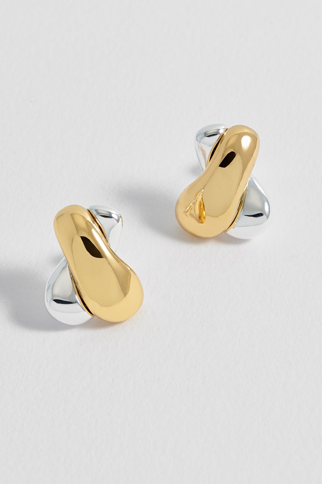 Chunky Mixed Metal Knot Stud Earrings