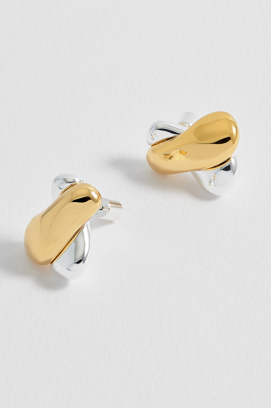 Chunky Mixed Metal Knot Stud Earrings