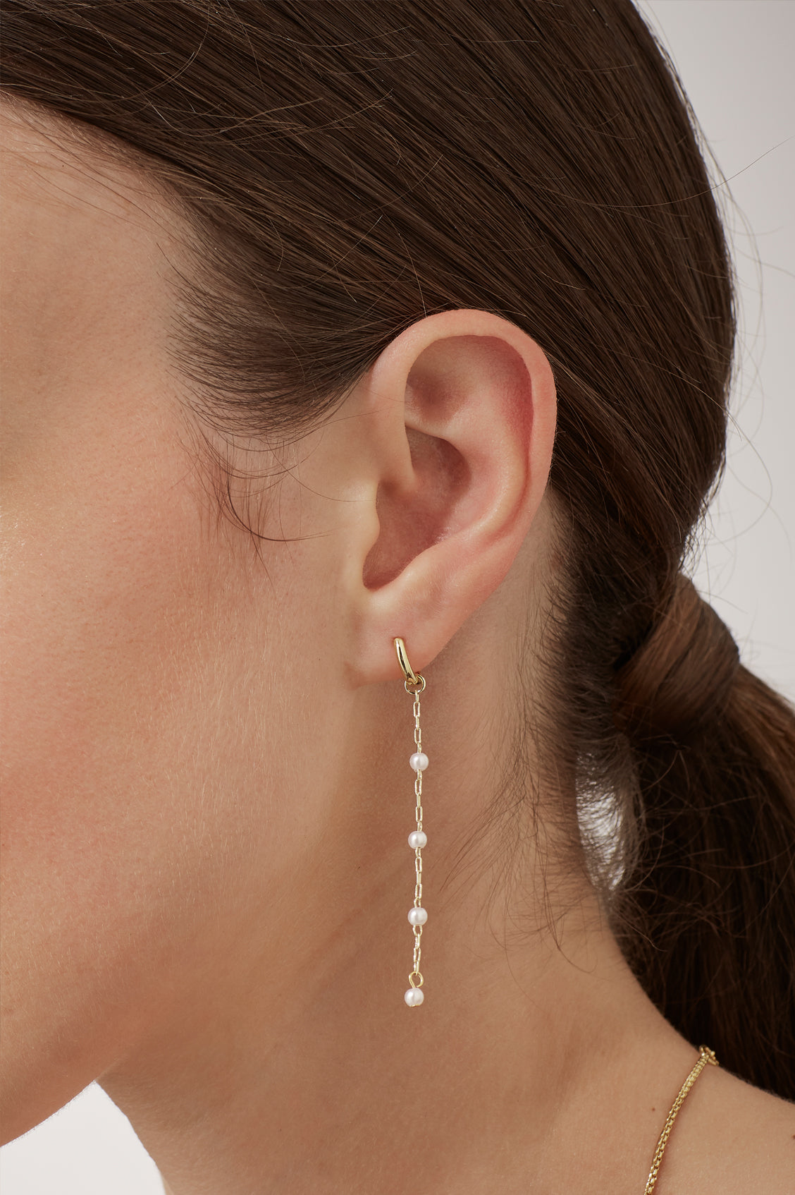 Pearl Chain Drop Huggies
