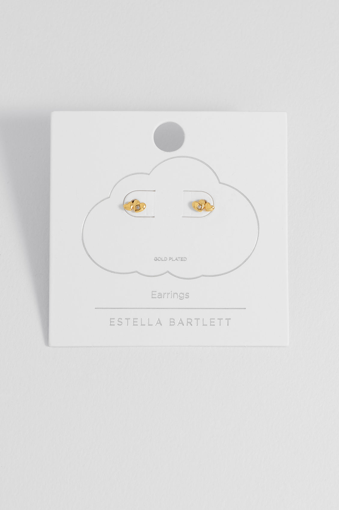 Double Heart and CZ Stud Earrings