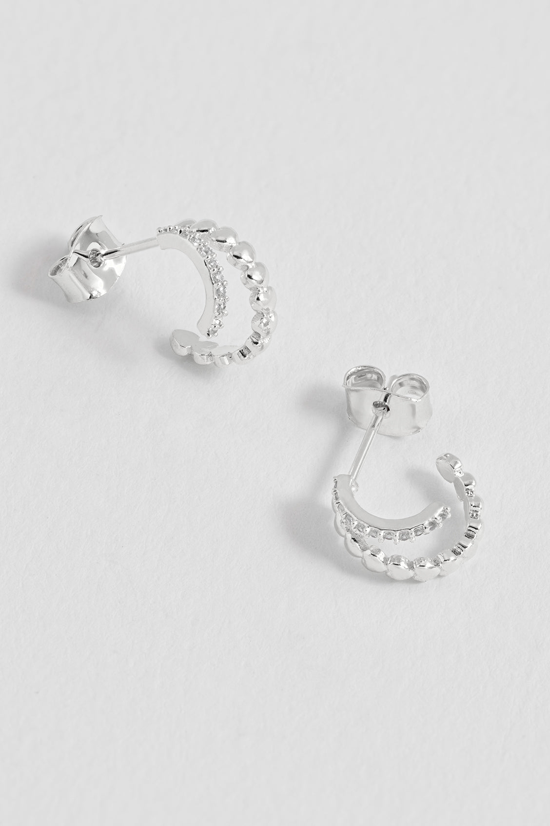 Heart and CZ Double Illusion Huggies