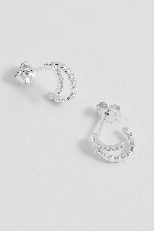 Heart and CZ Double Illusion Huggies