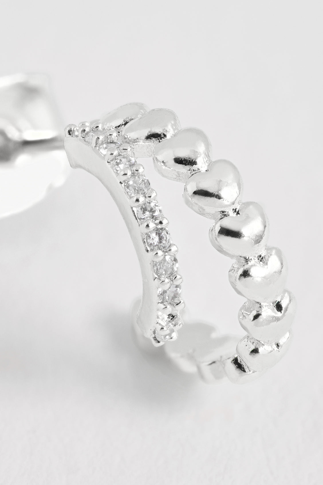 Heart and CZ Double Illusion Huggies