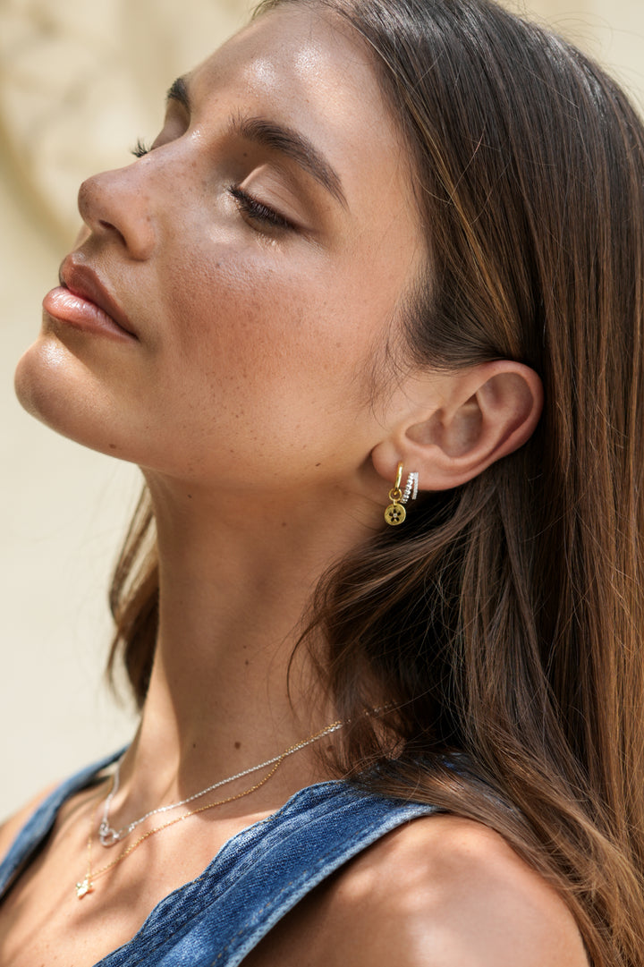 Heart and CZ Double Illusion Huggies