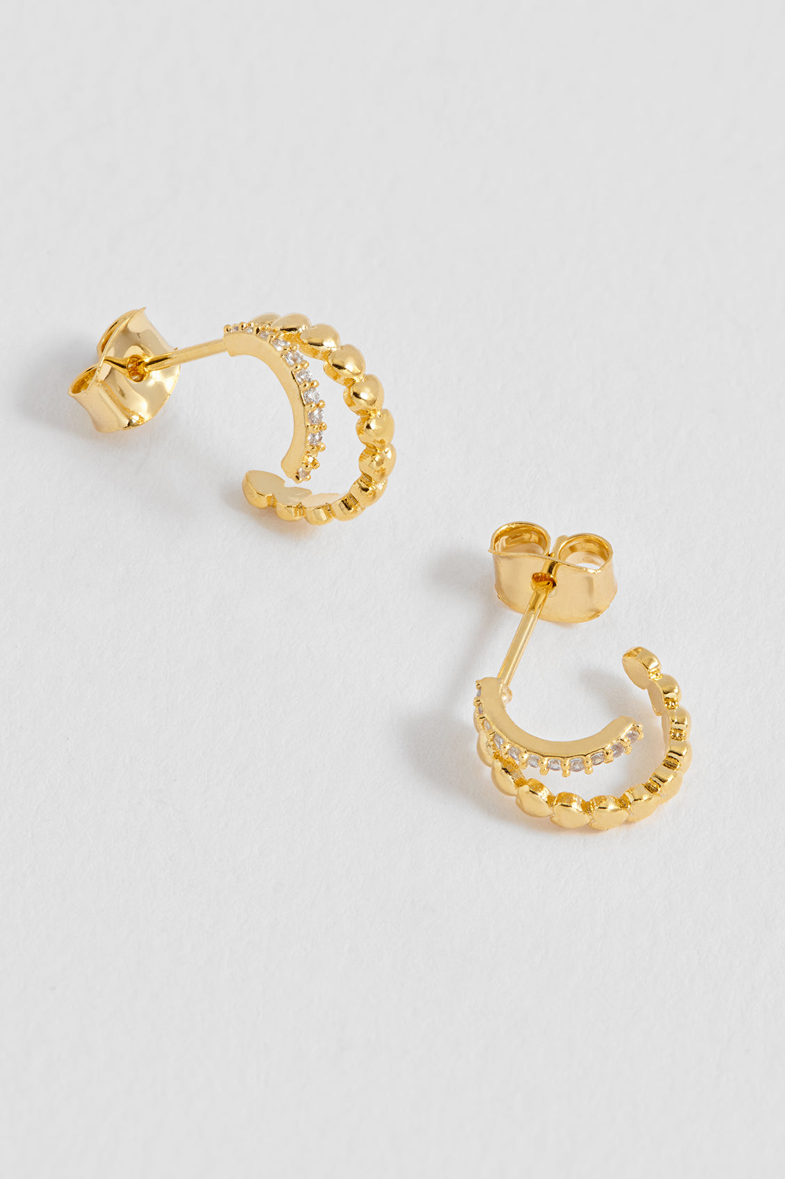 Gold Heart CZ Double Illusion Huggies | Estella Bartlett