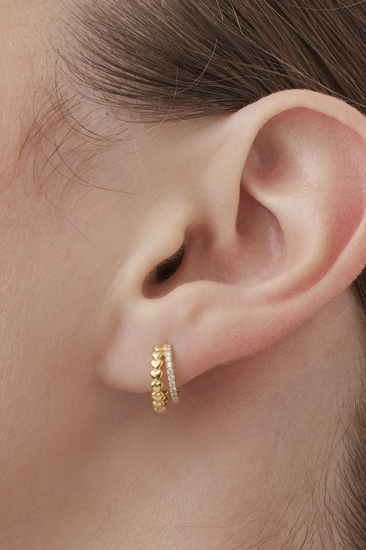 Heart and CZ Double Illusion Huggies