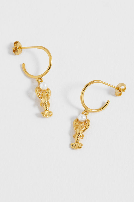 Lobster Charm Hoops