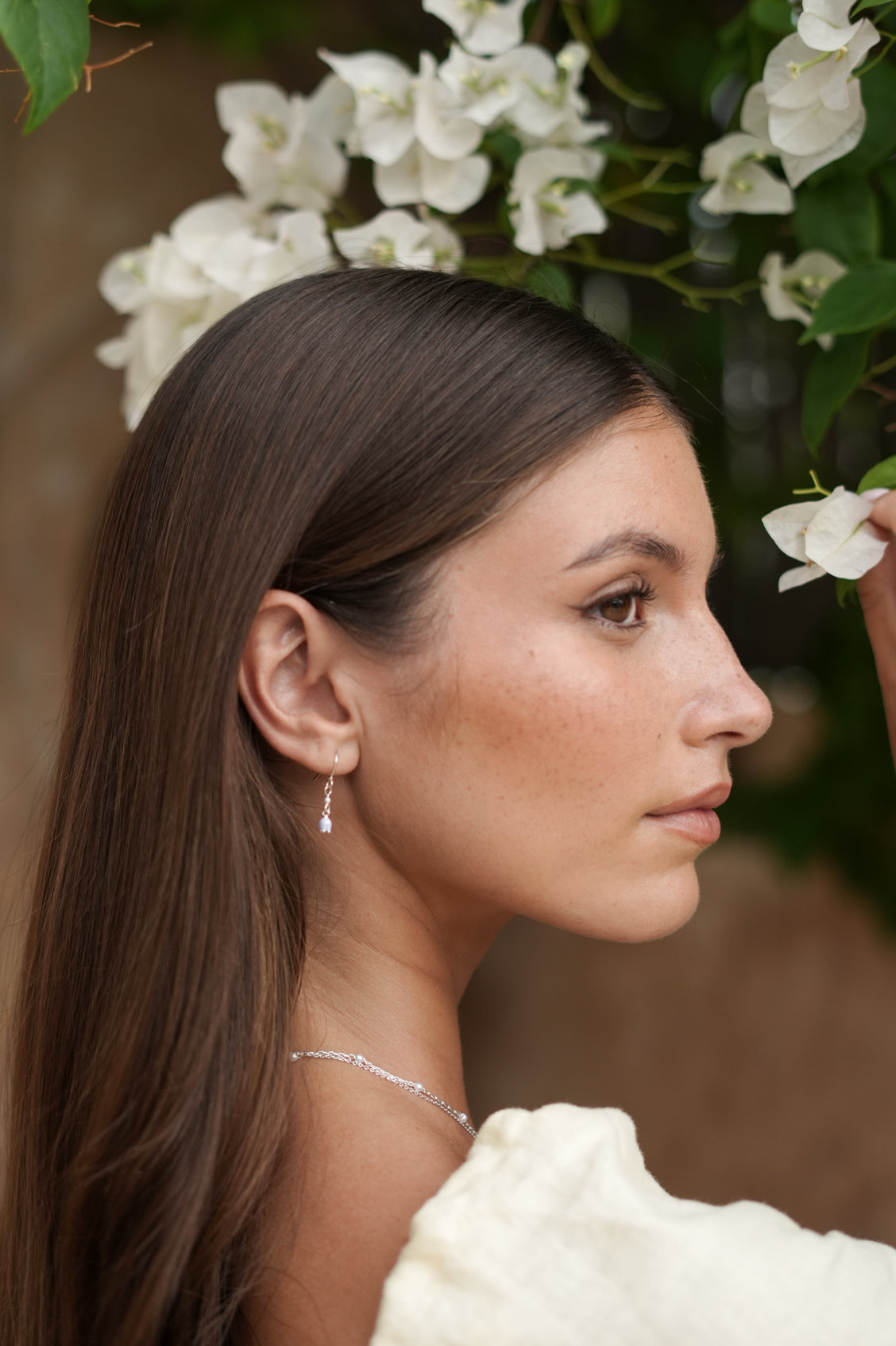 Bluebell and Pearl Hook Earrings