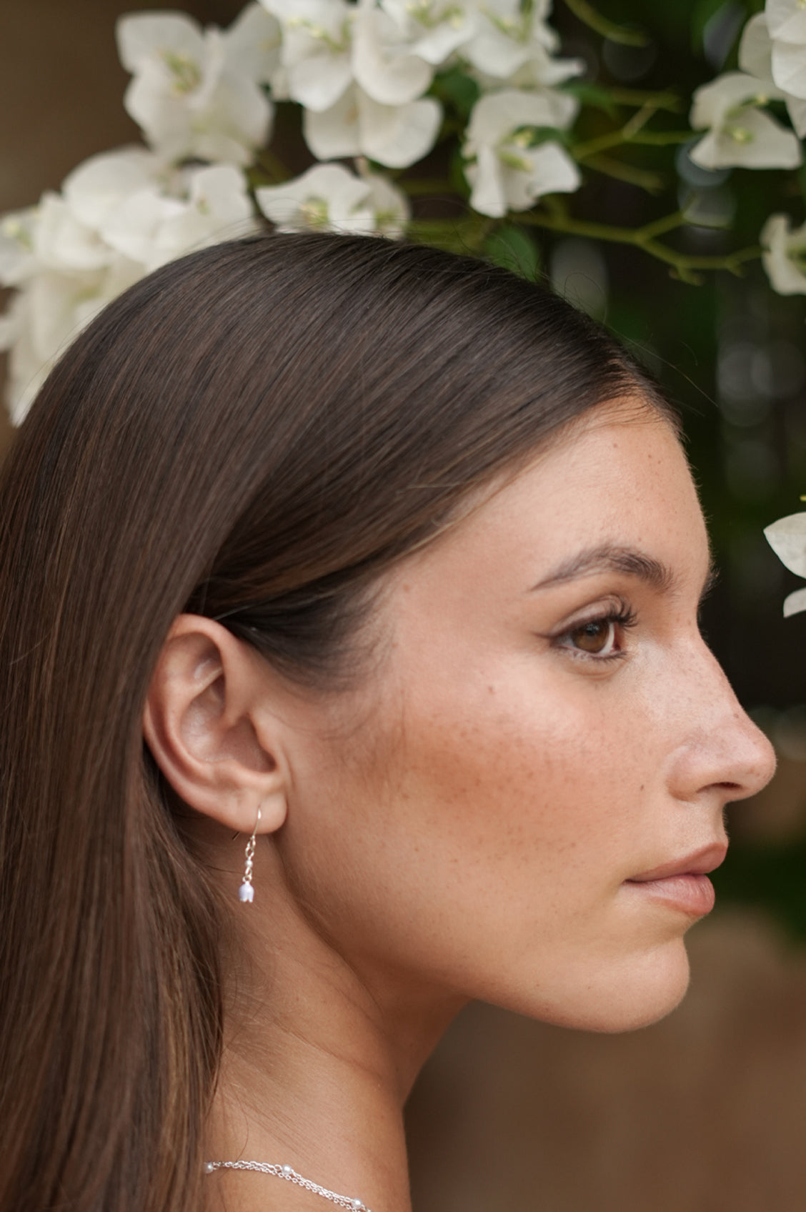 Bluebell and Pearl Hook Earrings