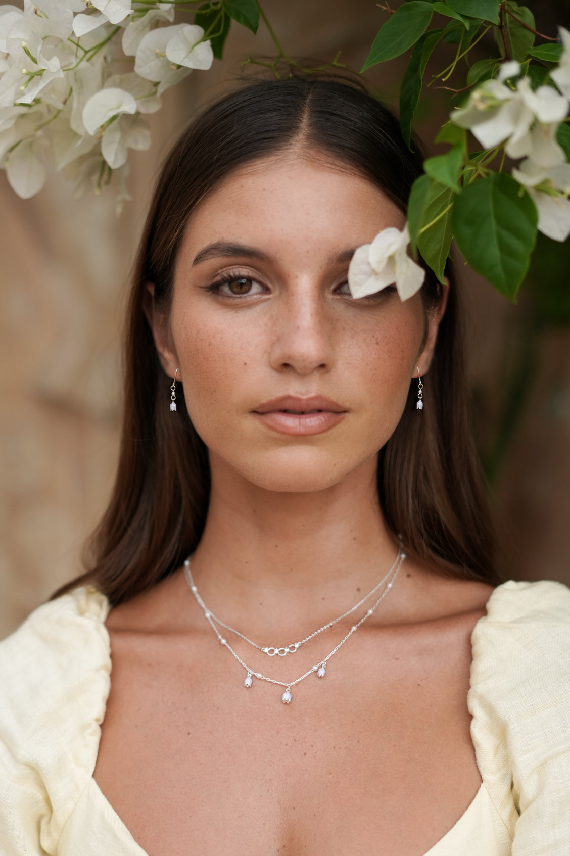 Bluebell and Pearl Hook Earrings