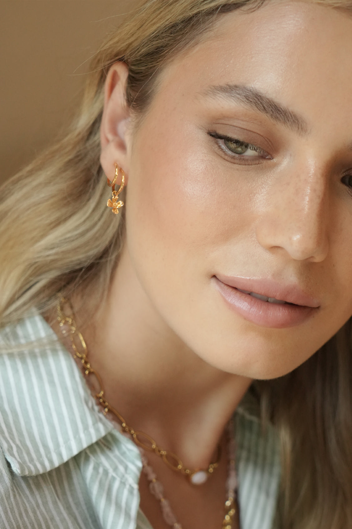 Flower Charm Illusion Hoops