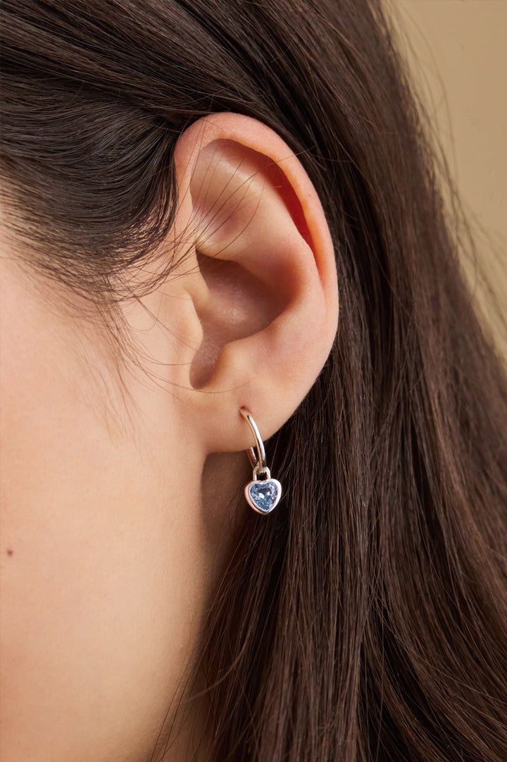 Blue Heart Padlock Hoops