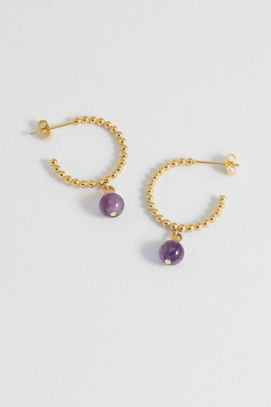 Wellness Amethyst Drop Hoops
