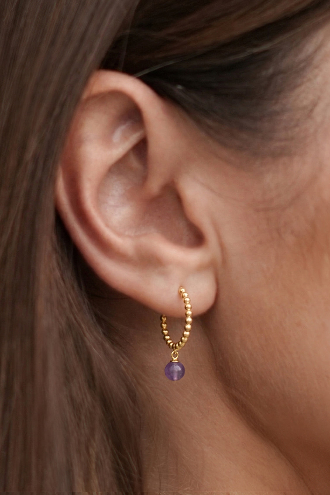 Wellness Amethyst Drop Hoops