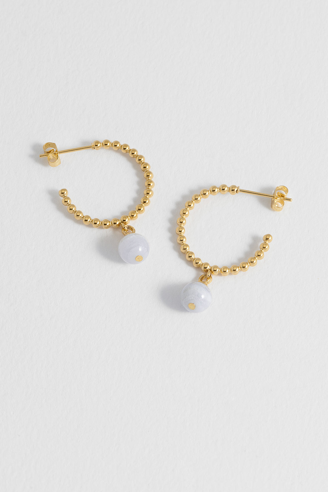 Wellness Blue Lace Agate Drop Hoops