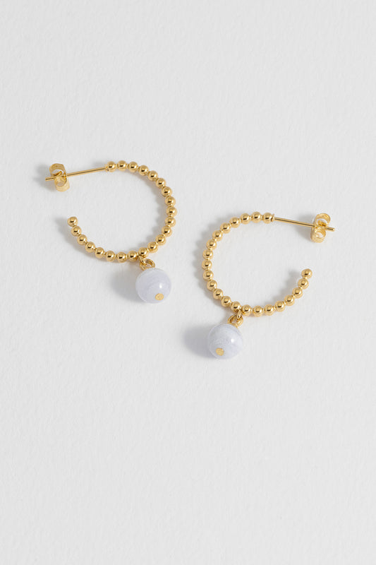 Wellness Blue Lace Agate Drop Hoops