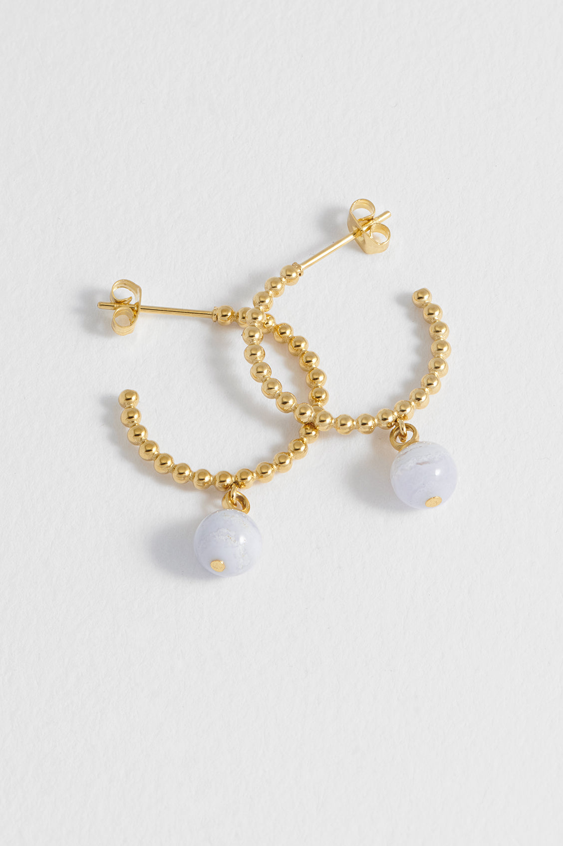 Wellness Blue Lace Agate Drop Hoops