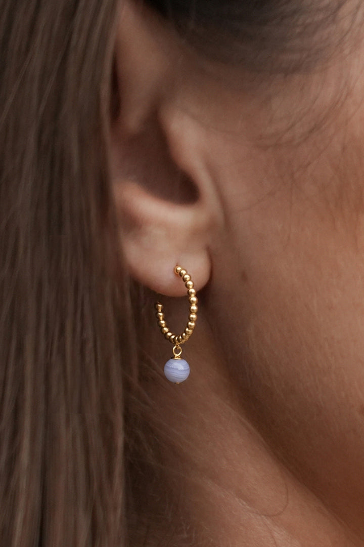 Wellness Blue Lace Agate Drop Hoops